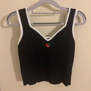 Small Rihoas The Black V Neck Cherry Embroidered